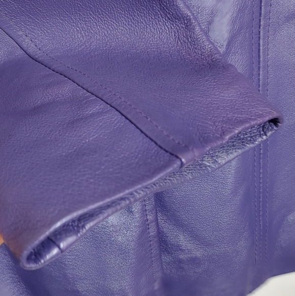 Vintage Tower Hill Women's Purple Leather Jacket Skirt Suit - Picture 4 of 11